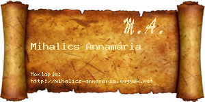 Mihalics Annamária névjegykártya